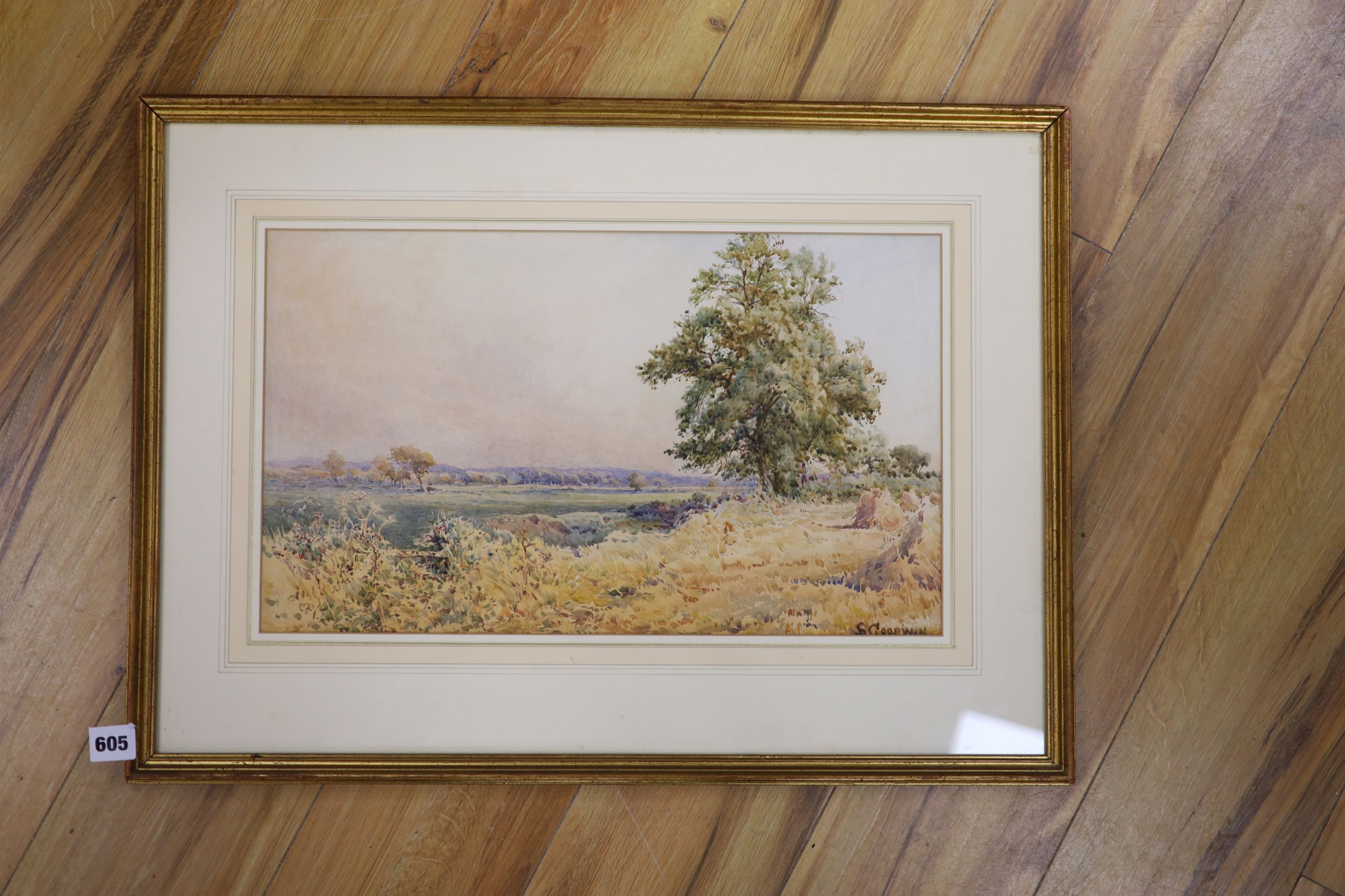 Sydney Goodwin (1867-1944), watercolour, 'A Sussex Cornfield', signed, 28 x 48cm